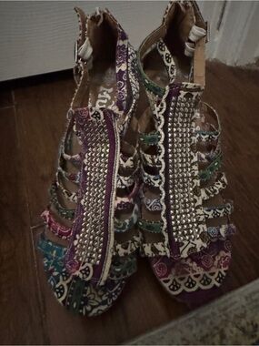 Mudd Multicolor Studded Strappy Heels